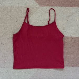 Bright red ribbed cami crop tank top from American eagle